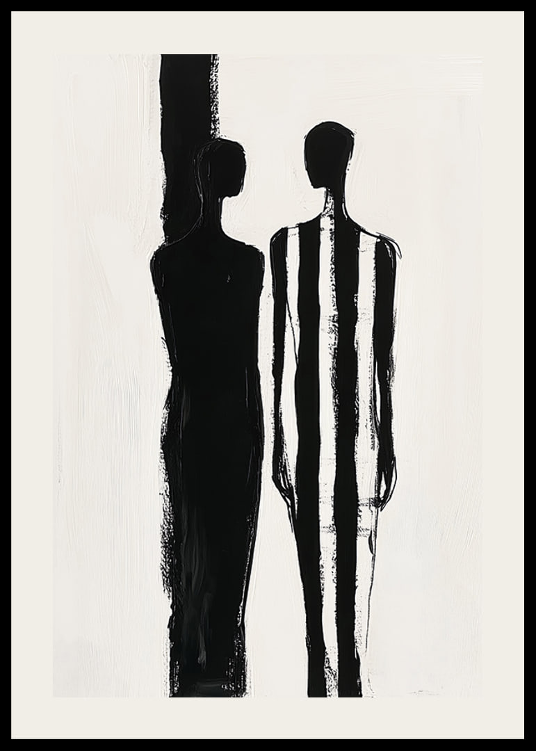 Two silhouettes in dramatic black and white meeting-12