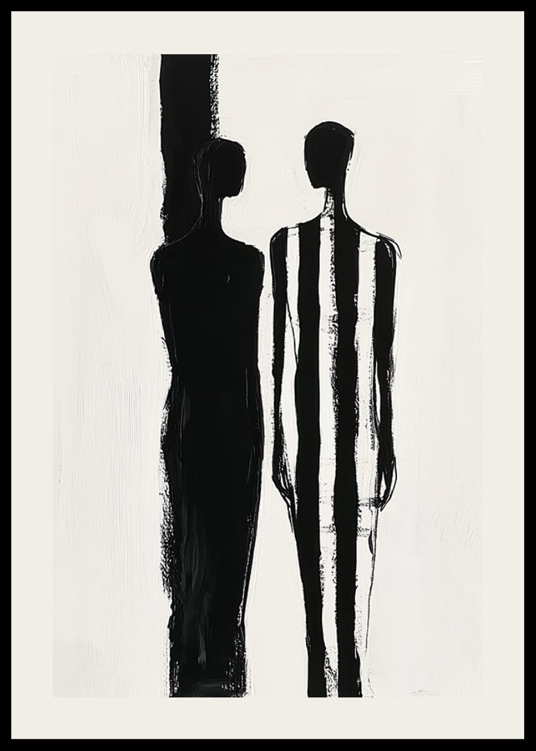 Zwei Silhouetten in dramatischem Schwarz-Weiß treffen aufeinander-12