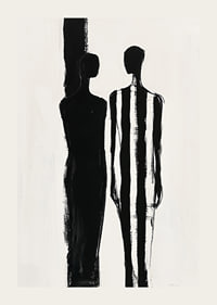 Two silhouettes in dramatic black and white meeting-3