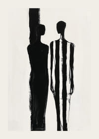 Zwei Silhouetten in dramatischem Schwarz-Weiß treffen aufeinander-3