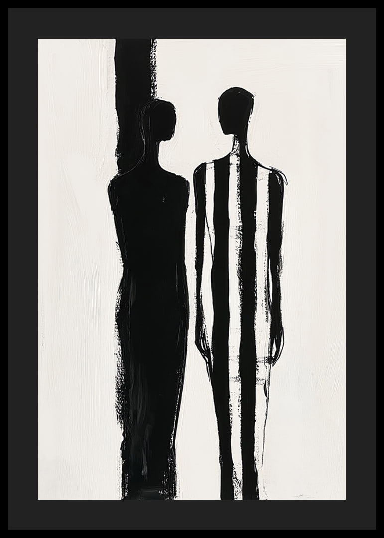 Two silhouettes in dramatic black and white meeting-12