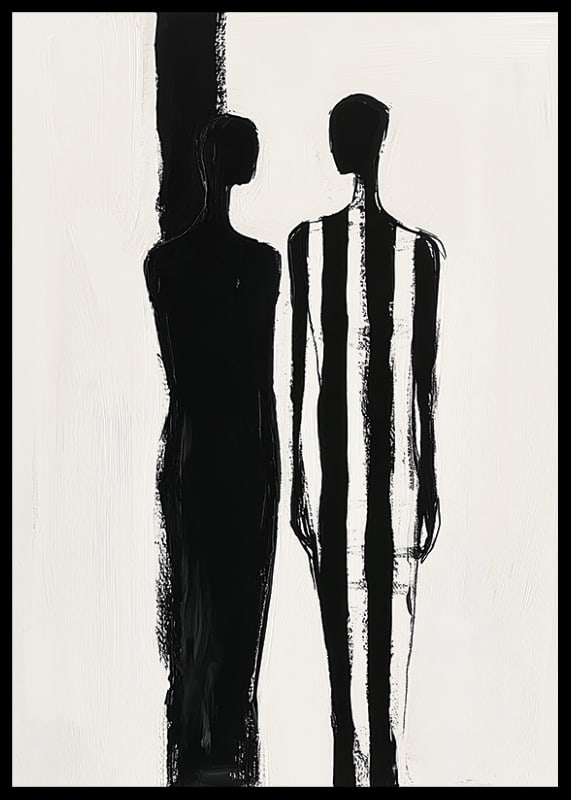 Two silhouettes in dramatic black and white meeting-12