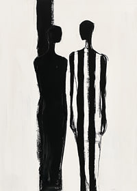 Two silhouettes in dramatic black and white meeting-7