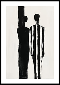Two silhouettes in dramatic black and white meeting-0