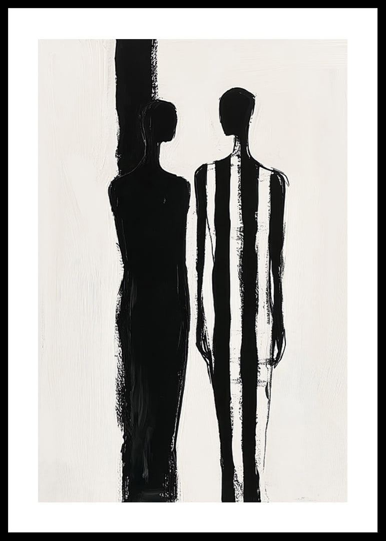 Two silhouettes in dramatic black and white meeting-12
