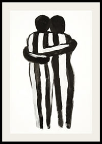 An expressive hug in monochrome art creates tranquility and warmth-2