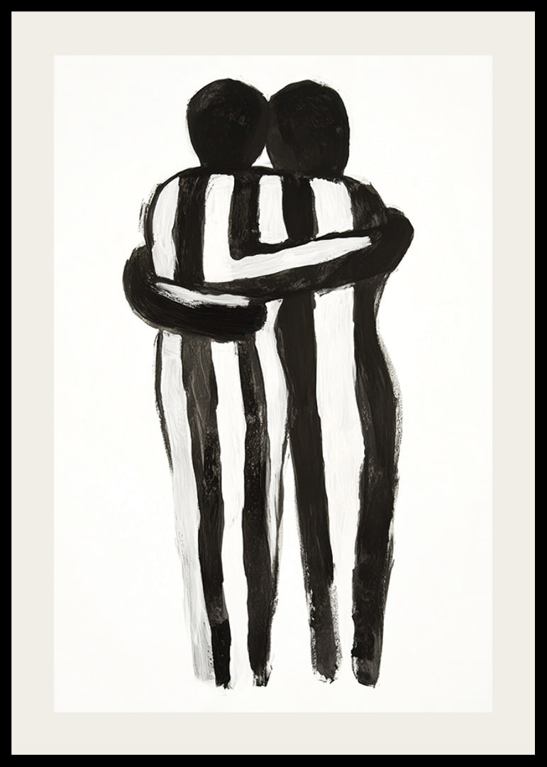An expressive hug in monochrome art creates tranquility and warmth-12