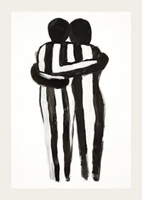 An expressive hug in monochrome art creates tranquility and warmth-3