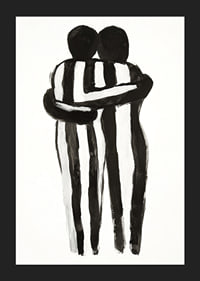 An expressive hug in monochrome art creates tranquility and warmth-5