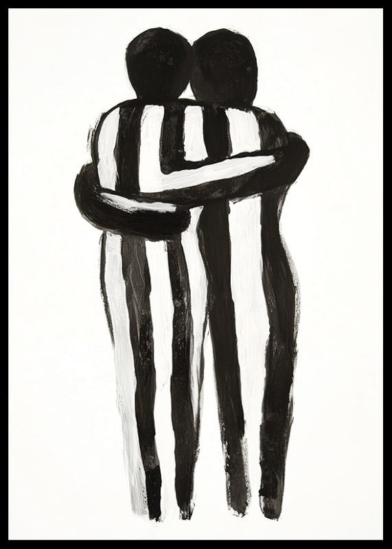 An expressive hug in monochrome art creates tranquility and warmth-12