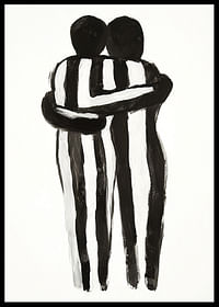 Een expressieve omhelzing in monochrome kunst creëert rust en warmte-2