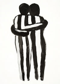 An expressive hug in monochrome art creates tranquility and warmth-7