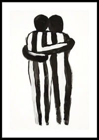 An expressive hug in monochrome art creates tranquility and warmth-0