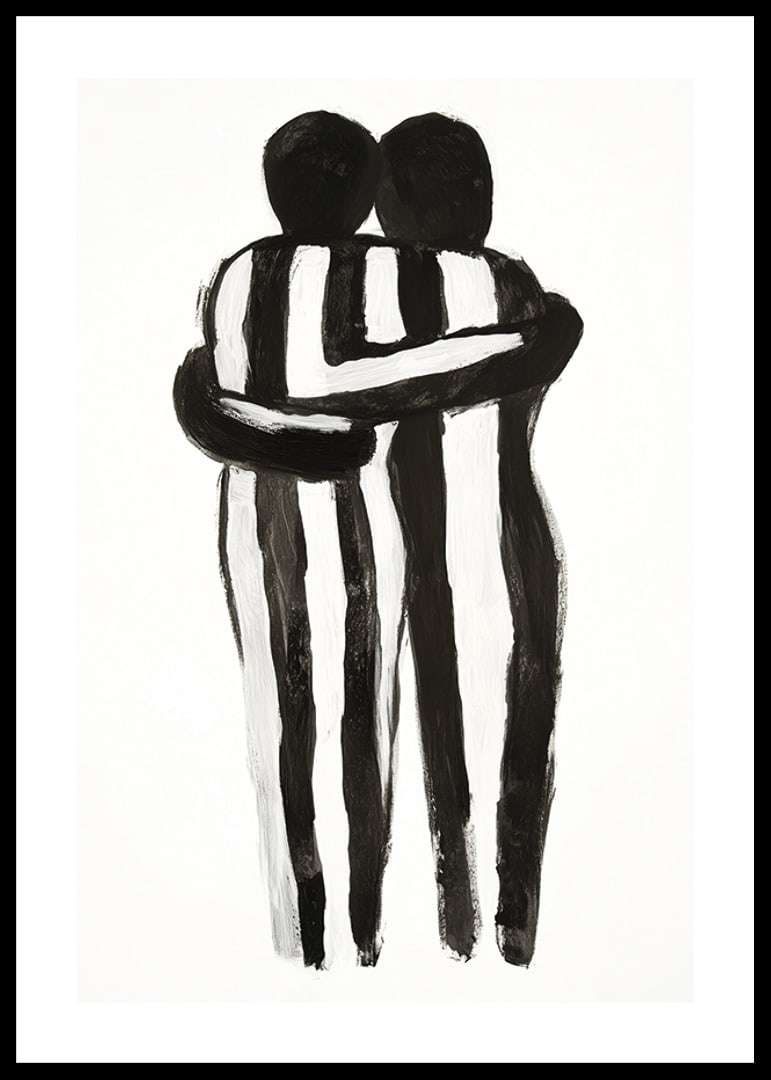 An expressive hug in monochrome art creates tranquility and warmth-12