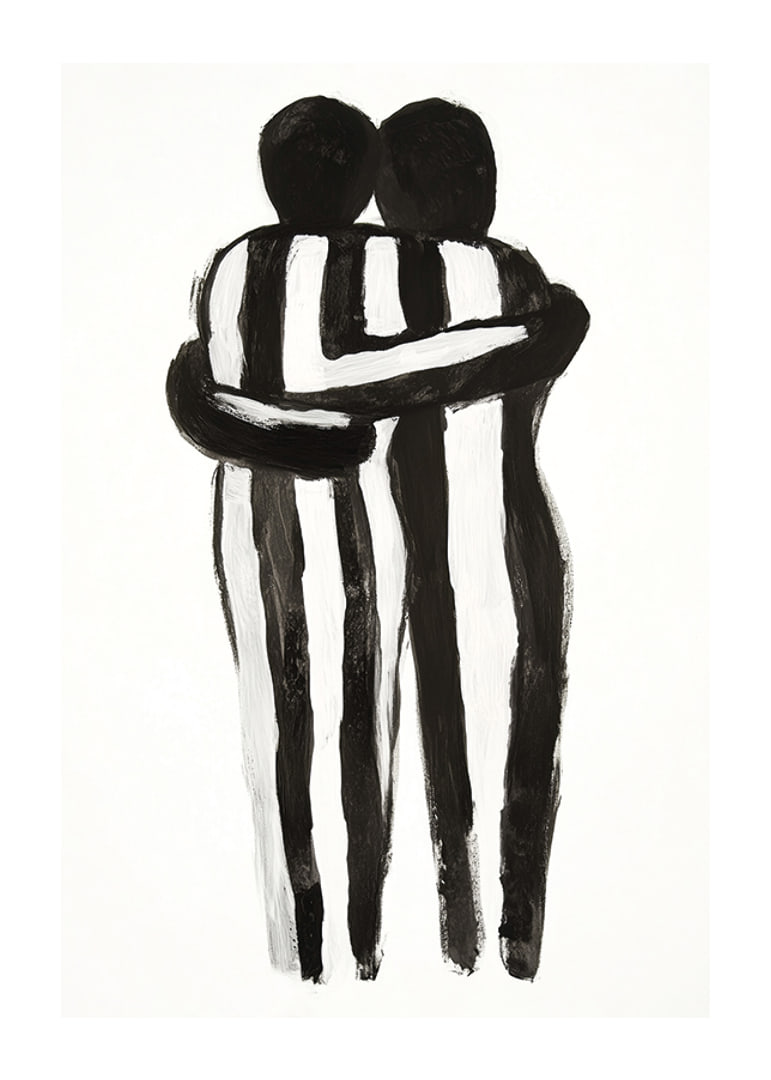 An expressive hug in monochrome art creates tranquility and warmth-12