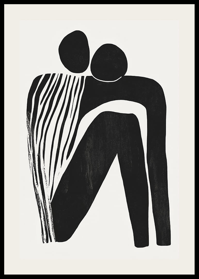 Dve postavy v abstraktnom objatí, spojené v jednoduchosti-12