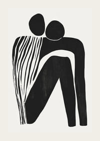 Dve postavy v abstraktnom objatí, spojené v jednoduchosti-3