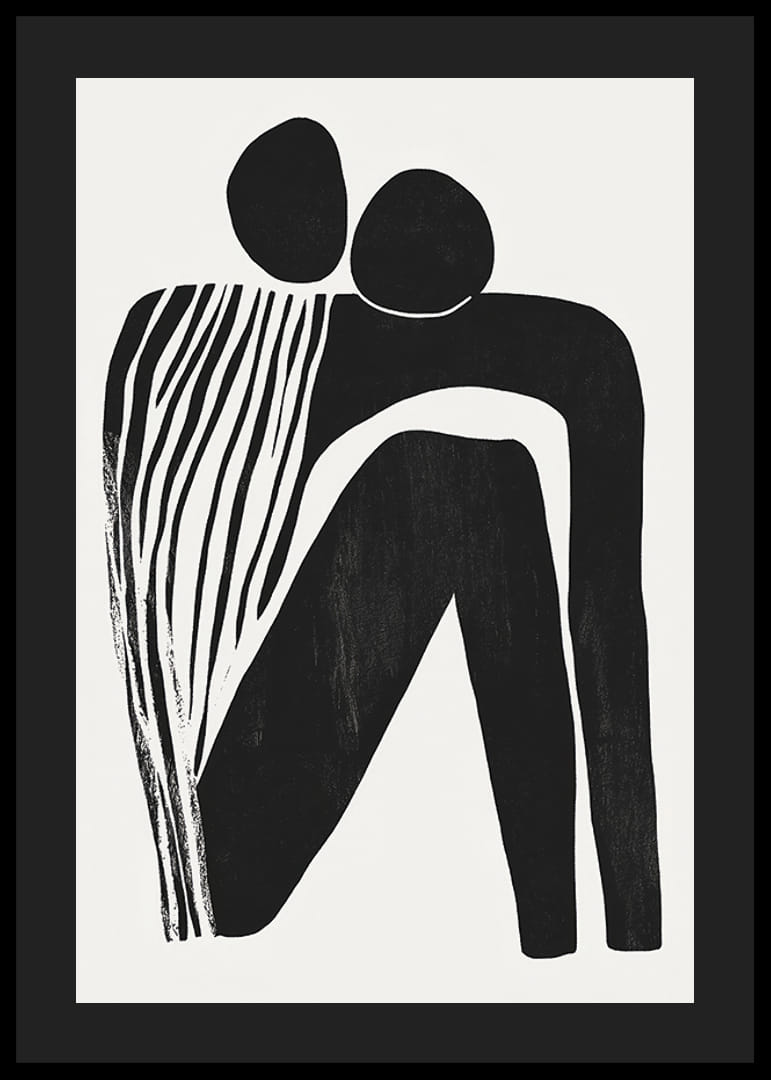 Dve postavy v abstraktnom objatí, spojené v jednoduchosti-12