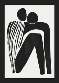 Dve postavy v abstraktnom objatí, spojené v jednoduchosti-5