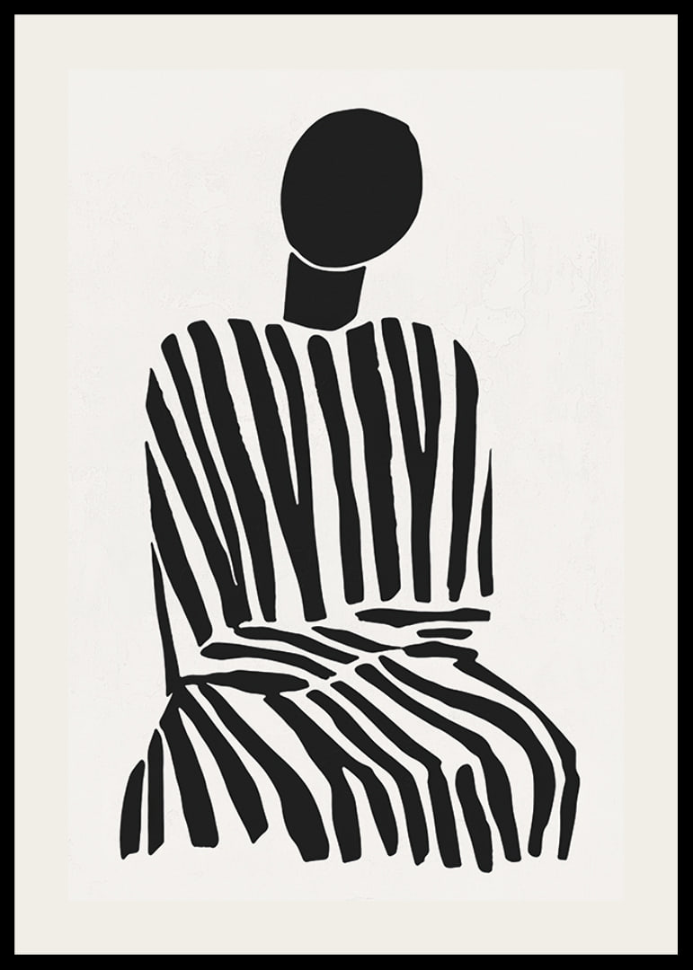 Une silhouette méditative à rayures noires et blanches apporte la paix à la pièce-12