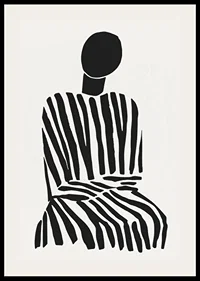 A meditative silhouette in black and white stripes brings peace to the room-2