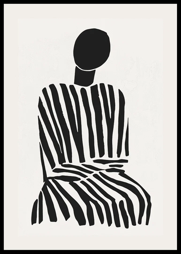 A meditative silhouette in black and white stripes brings peace to the room-12