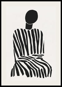 Una silueta meditativa en rayas blancas y negras aporta paz a la habitación.-2