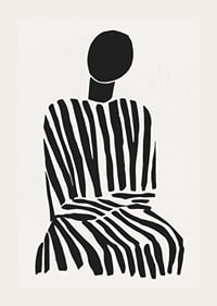 Une silhouette méditative à rayures noires et blanches apporte la paix à la pièce-3