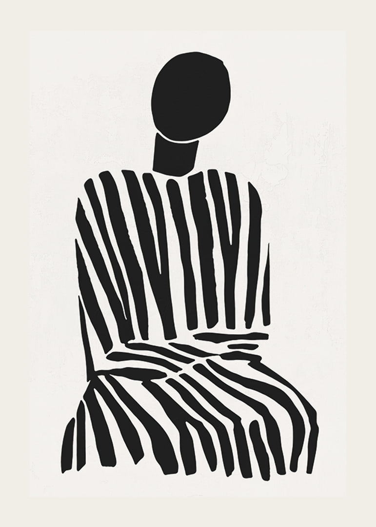 Une silhouette méditative à rayures noires et blanches apporte la paix à la pièce-12