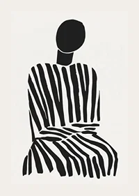 A meditative silhouette in black and white stripes brings peace to the room-3