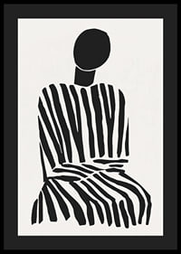 Une silhouette méditative à rayures noires et blanches apporte la paix à la pièce-4