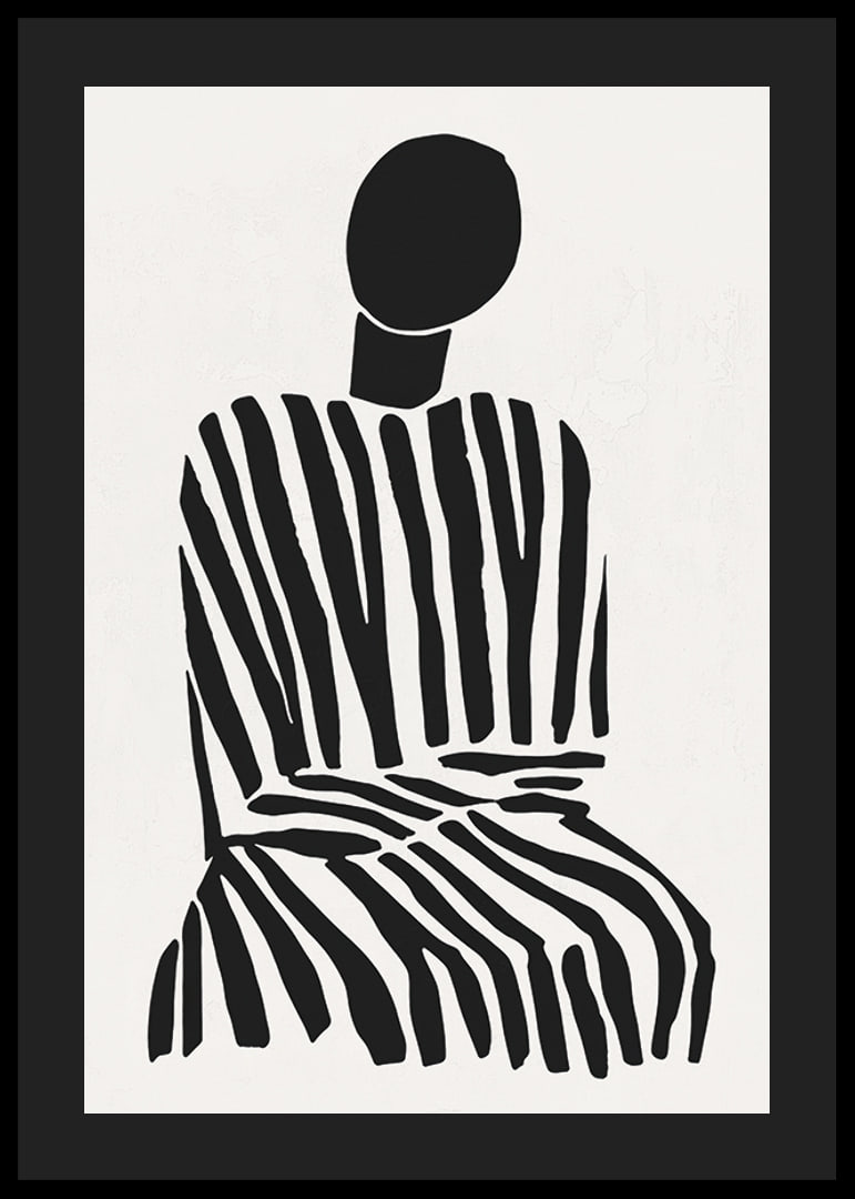 Une silhouette méditative à rayures noires et blanches apporte la paix à la pièce-12