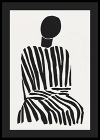 A meditative silhouette in black and white stripes brings peace to the room-4