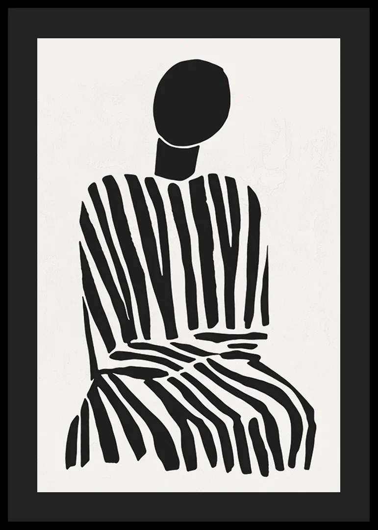 A meditative silhouette in black and white stripes brings peace to the room-12