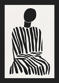 Une silhouette méditative à rayures noires et blanches apporte la paix à la pièce-5