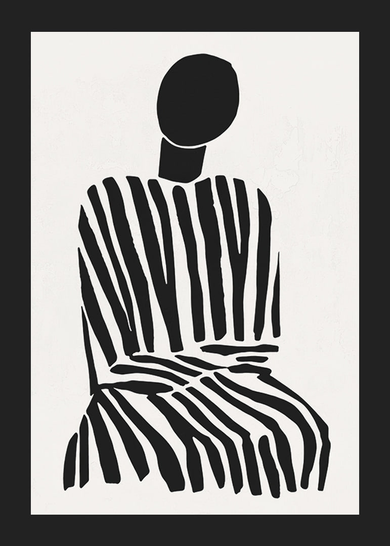 Une silhouette méditative à rayures noires et blanches apporte la paix à la pièce-12