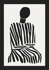 A meditative silhouette in black and white stripes brings peace to the room-5