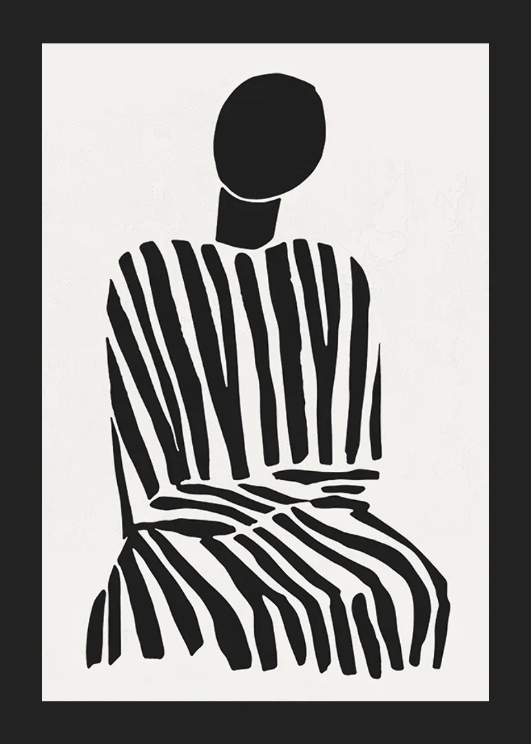 A meditative silhouette in black and white stripes brings peace to the room-12