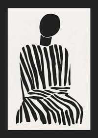 Una silueta meditativa en rayas blancas y negras aporta paz a la habitación.-5