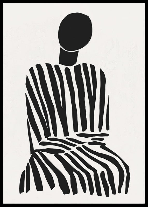 Une silhouette méditative à rayures noires et blanches apporte la paix à la pièce-12