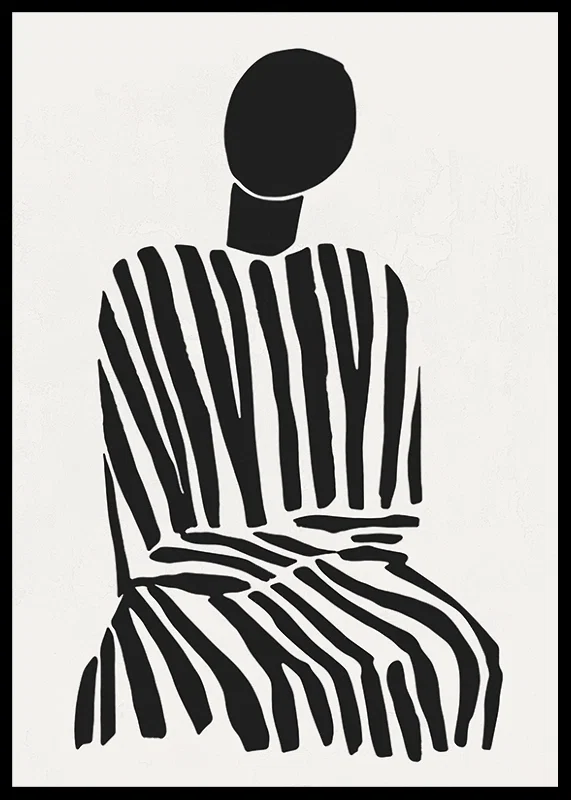 A meditative silhouette in black and white stripes brings peace to the room-12