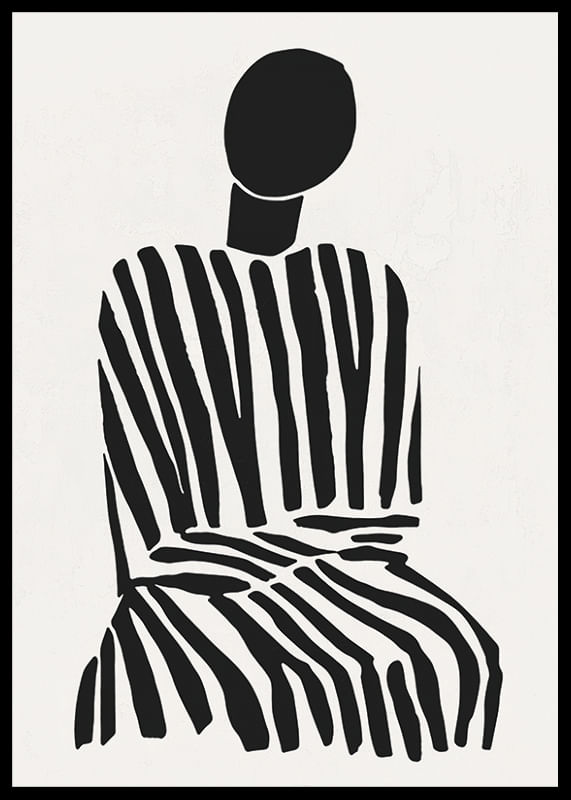 Une silhouette méditative à rayures noires et blanches apporte la paix à la pièce-12