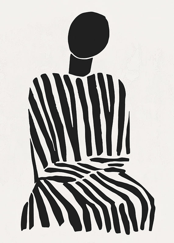 Une silhouette méditative à rayures noires et blanches apporte la paix à la pièce-12