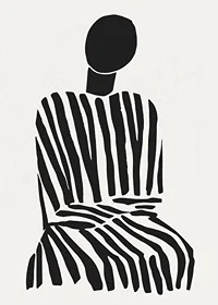 A meditative silhouette in black and white stripes brings peace to the room-7