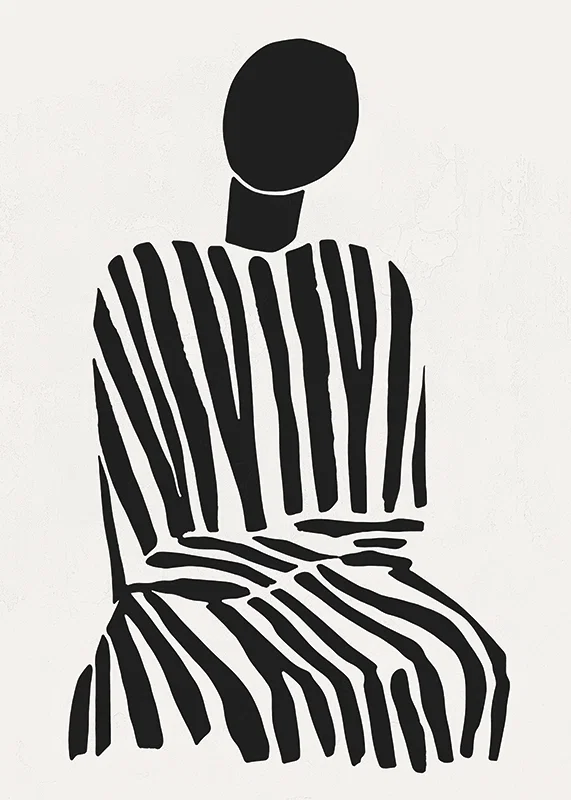 A meditative silhouette in black and white stripes brings peace to the room-12