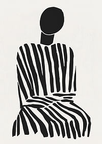 Une silhouette méditative à rayures noires et blanches apporte la paix à la pièce-3