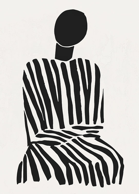Une silhouette méditative à rayures noires et blanches apporte la paix à la pièce-12