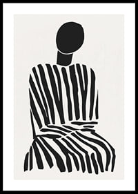 Une silhouette méditative à rayures noires et blanches apporte la paix à la pièce-0