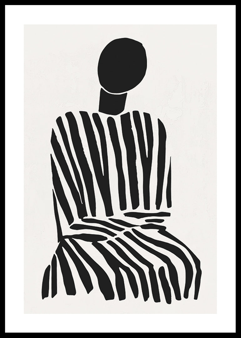 Une silhouette méditative à rayures noires et blanches apporte la paix à la pièce-12