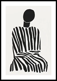 A meditative silhouette in black and white stripes brings peace to the room-0
